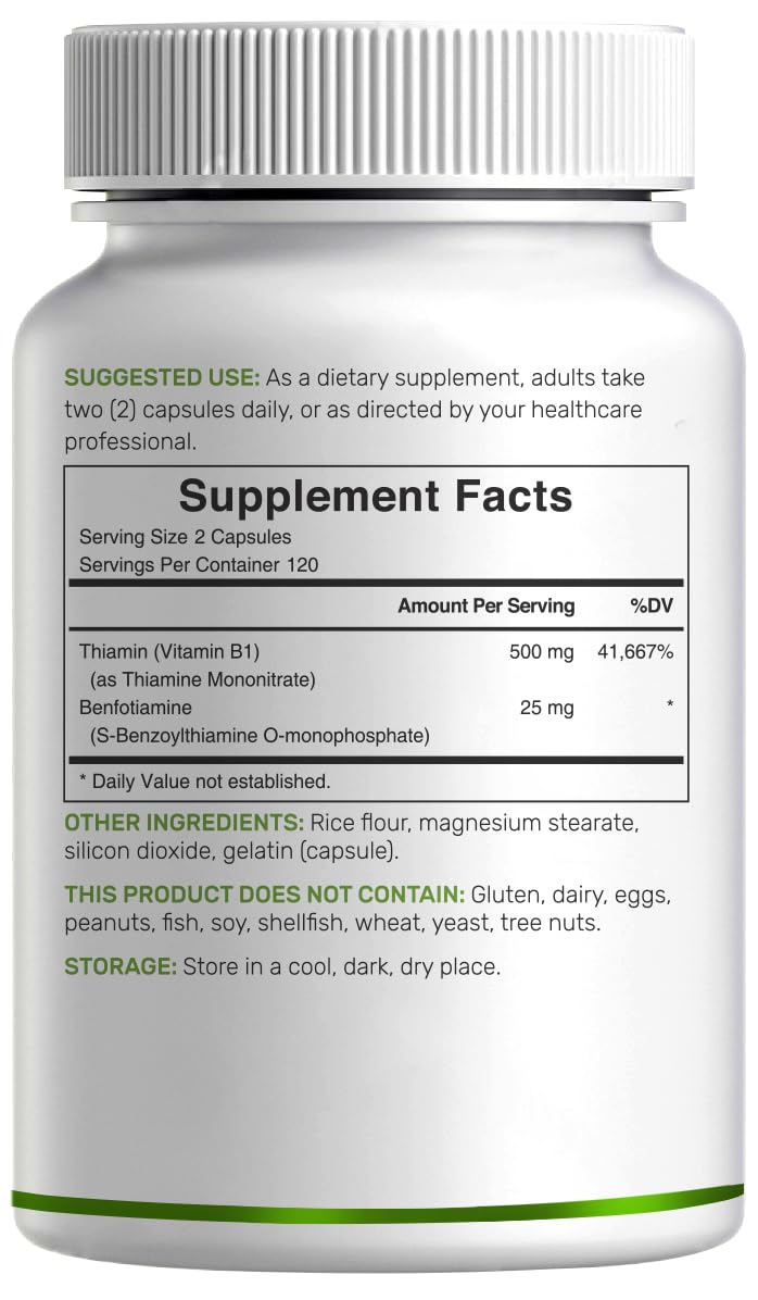 Deal Supplement B1 dosage visual shows two-capsule serving