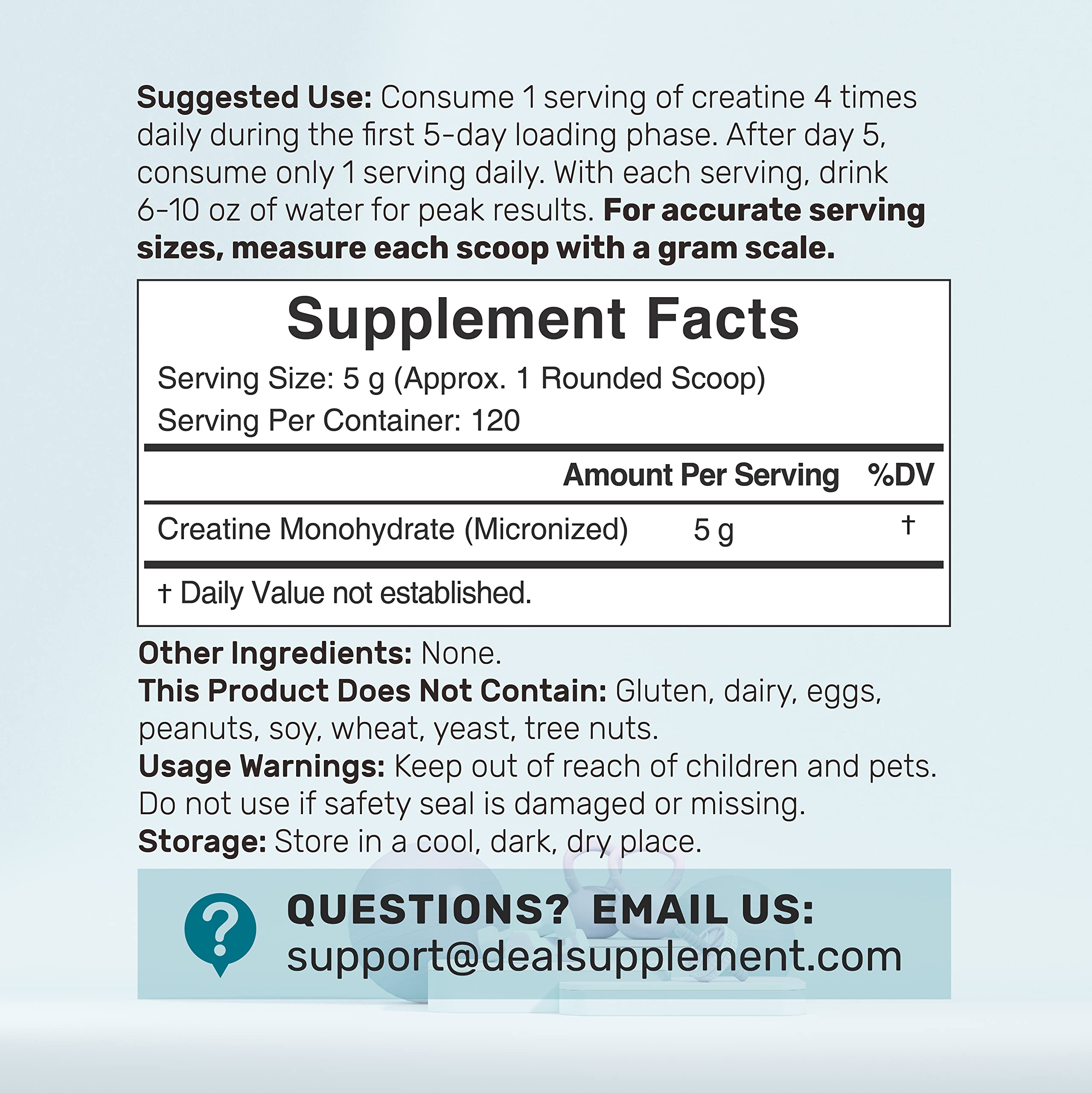 Deal Supplement Creatine micronized powder scoop for precise 5 g servings.