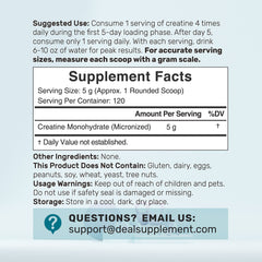 Deal Supplement Creatine micronized powder scoop for precise 5 g servings.