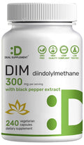 DEAL SUPPLEMENT DIM 300mg – 240 Caps (4 Months) with Black Pepper for Enhanced Absorption | Estrogen Balance & Skin Support