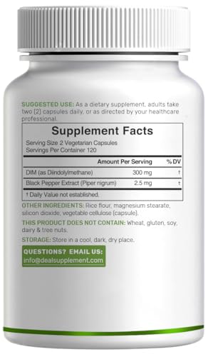 DEAL SUPPLEMENT DIM bottle label detail shows DIM and black pepper blend.