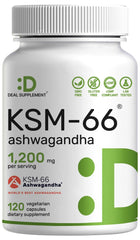 DEAL SUPPLEMENT KSM66 Ashwagandha bottle front supports daily calm and focus.