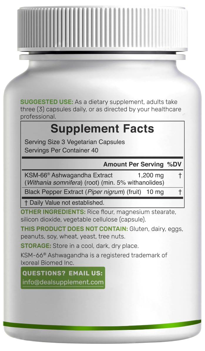 DEAL SUPPLEMENT KSM66 Ashwagandha root extract powder indicates natural potency.