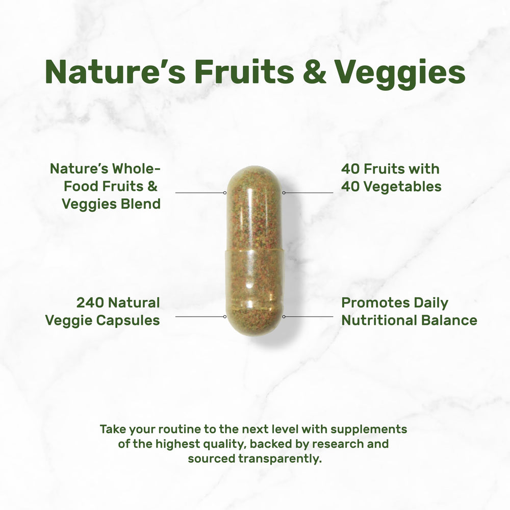 DEAL SUPPLEMENT Nature’s Fruits & Veggies label close-up highlights gluten-free formulation.