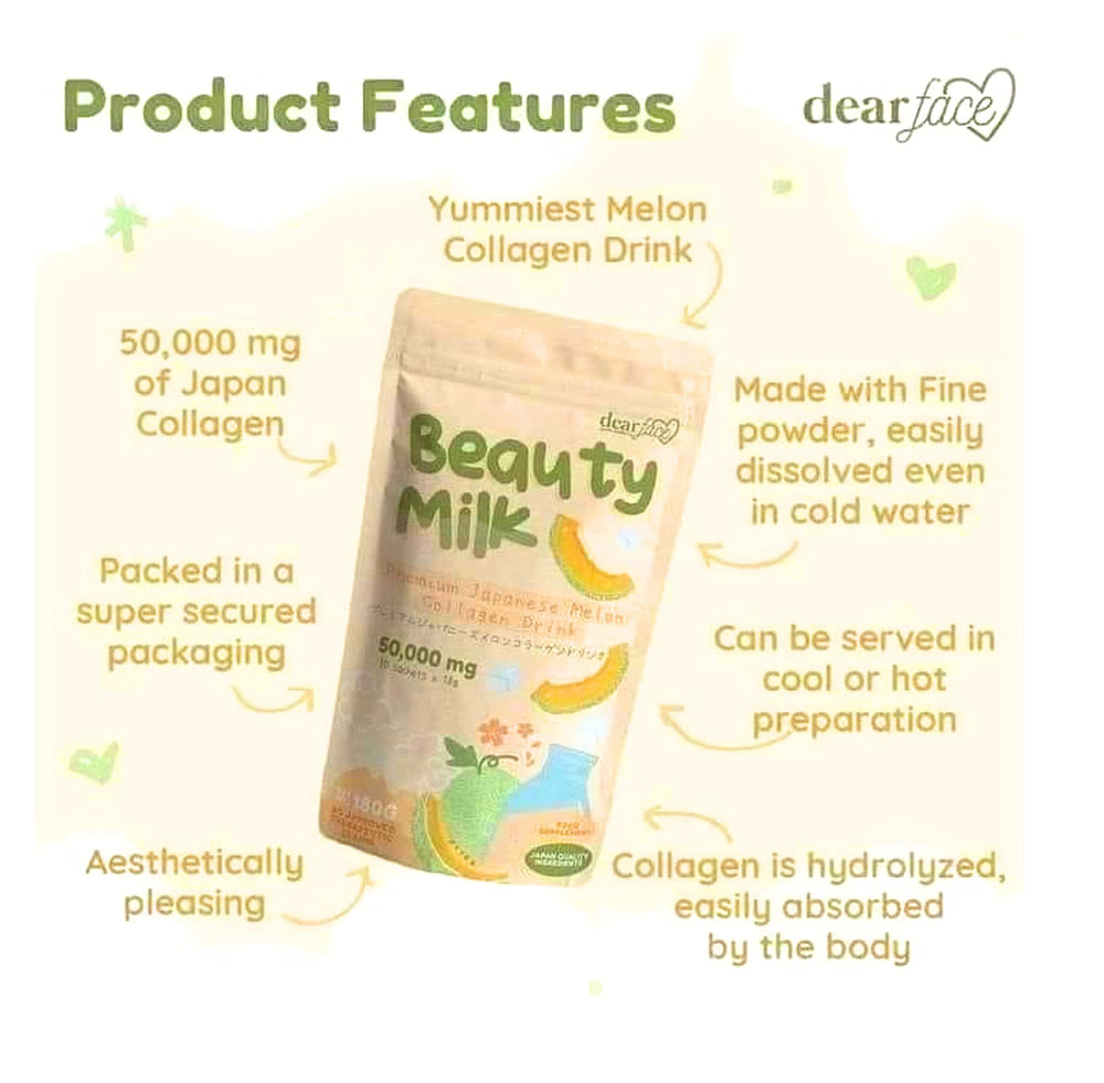 Dear Face Beauty Milk Melon glass served over ice, a refreshing daily ritual