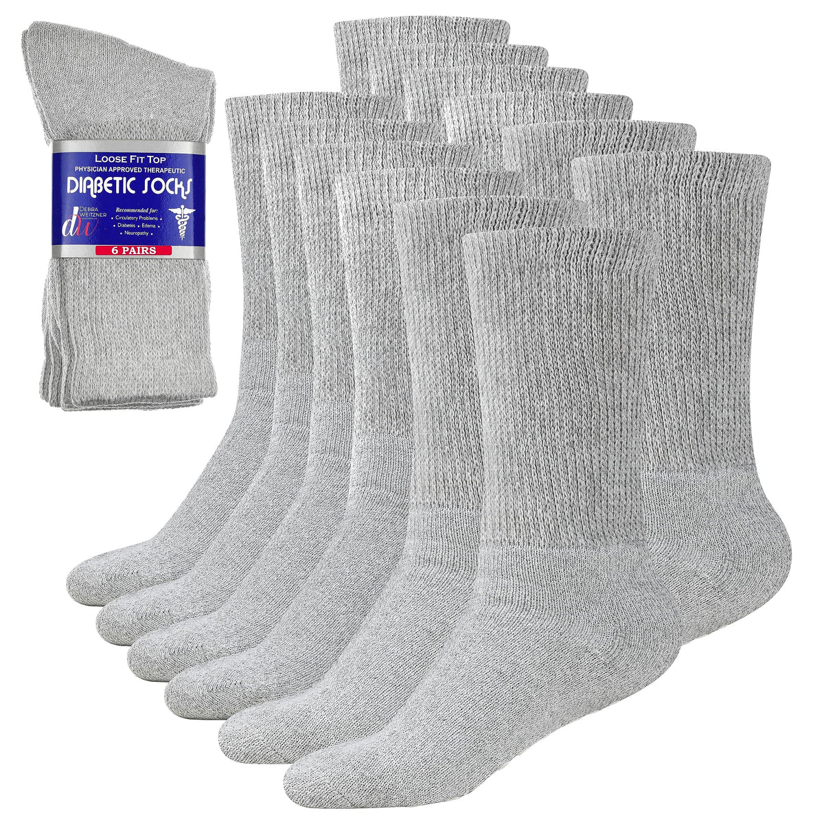 Debra Weitzner diabetic socks with loose-fit top for all-day comfort.