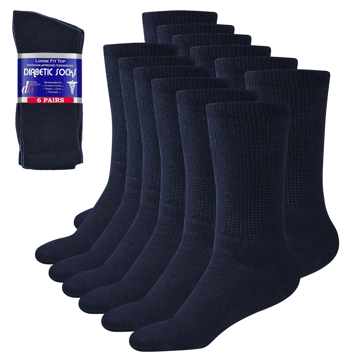 Debra Weitzner diabetic socks with a loose-top cuff for comfortable all-day wear