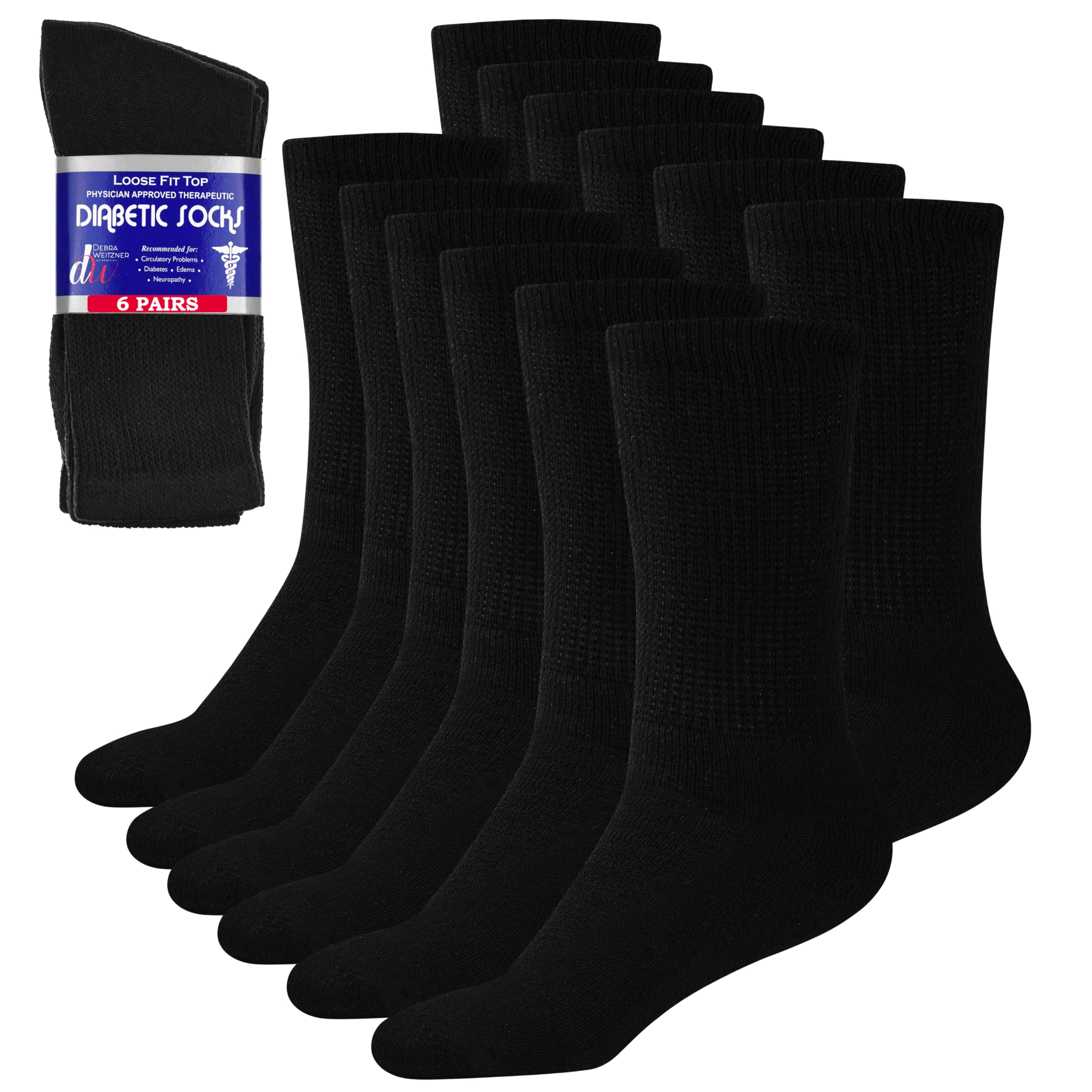 Debra Weitzner diabetic socks pack front showing 6-pair set for everyday comfort