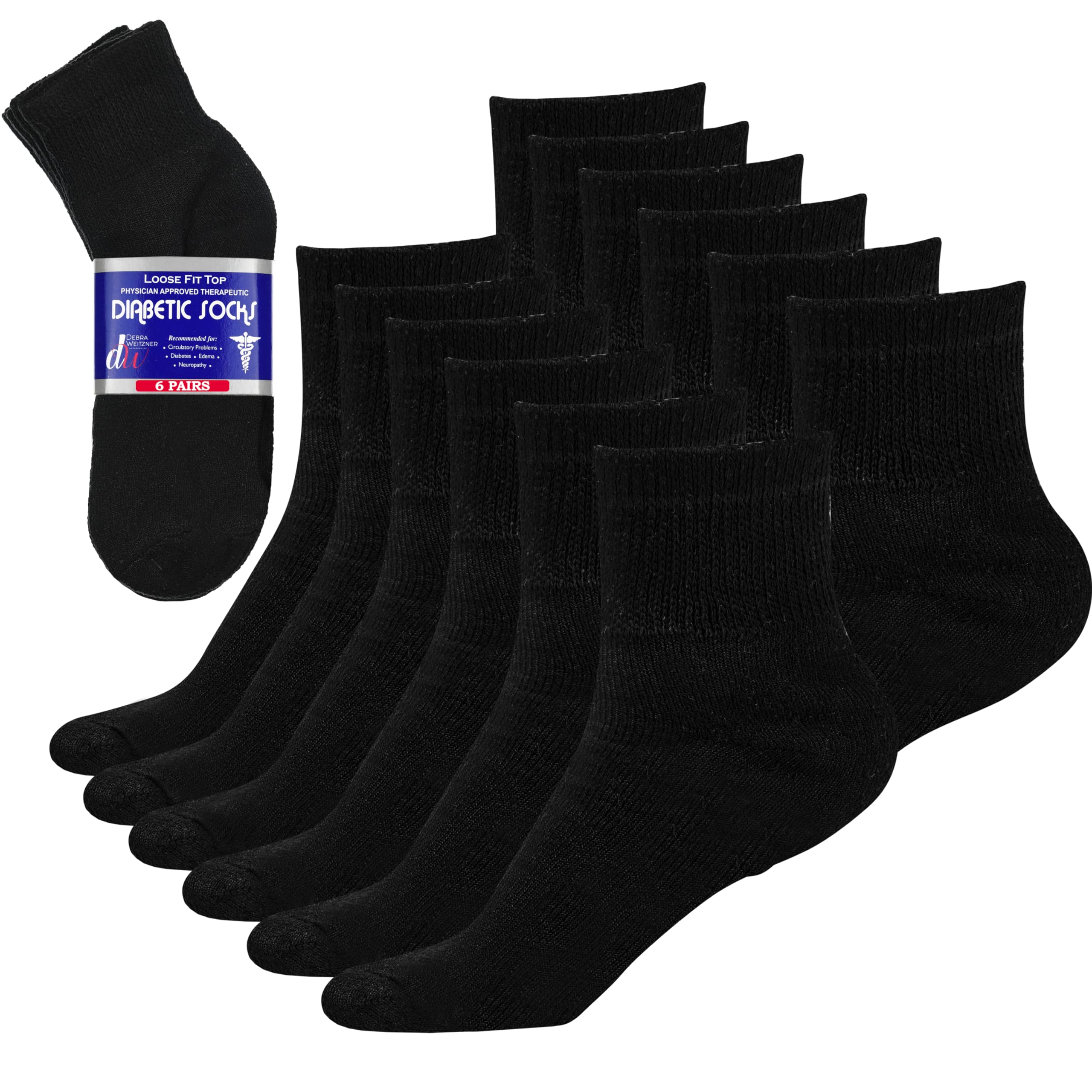 Debra Weitzner men's diabetic ankle socks in black offer all-day comfort