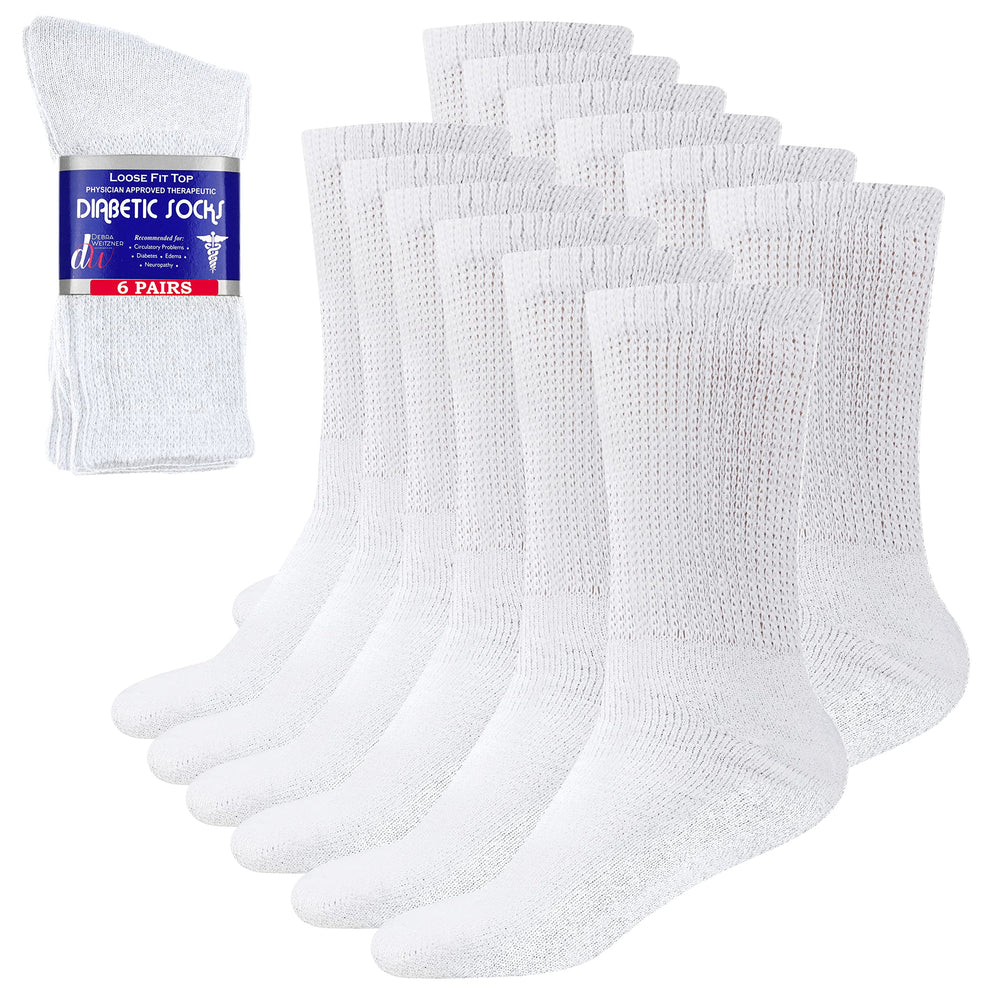 Debra Weitzner men's diabetic socks 6-pack white, comfortable daily wear