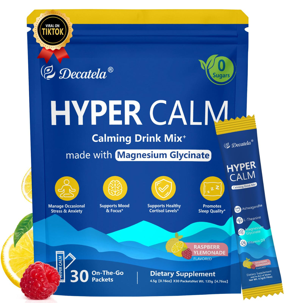 Decatela HyperCalm stick-pack for on-the-go calm before bed