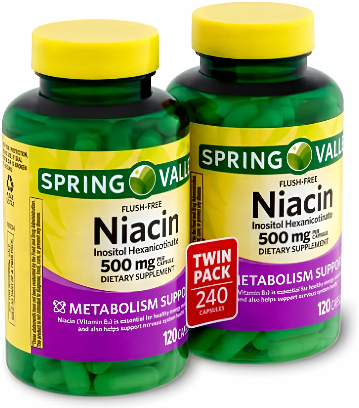 Decatela Spring Valley flush free niacin bottle front for metabolism support