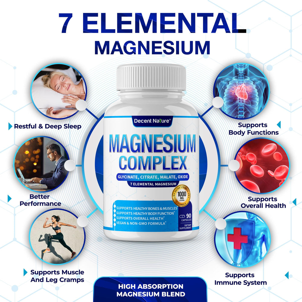 Pouring DECENT NATURE Magnesium Complex capsules illustrates a simple daily routine.