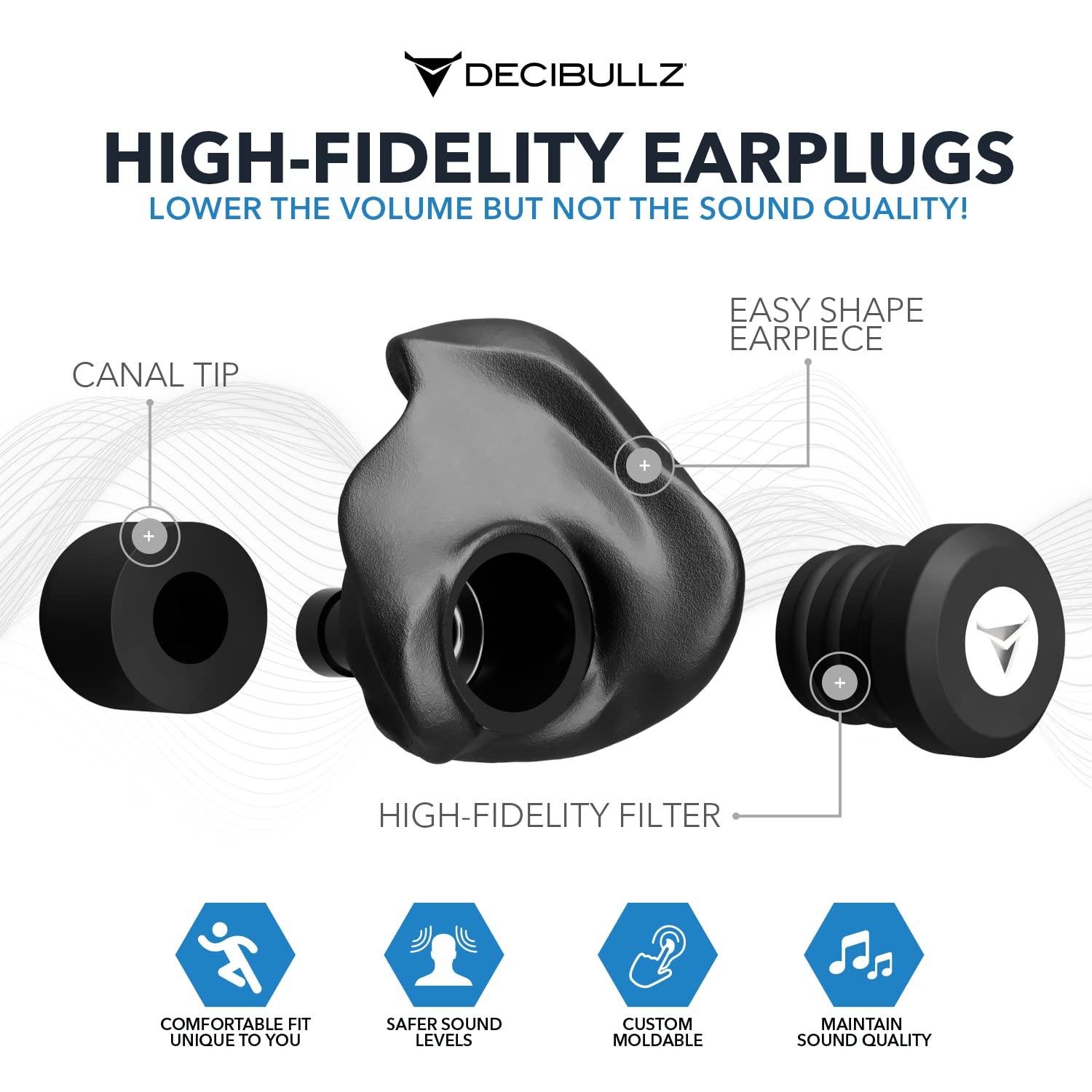 Decibullz carrying case included for travel