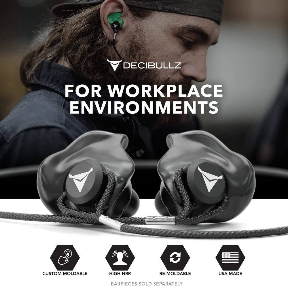 Decibullz custom earplugs lanyard attachment keeps them secured.