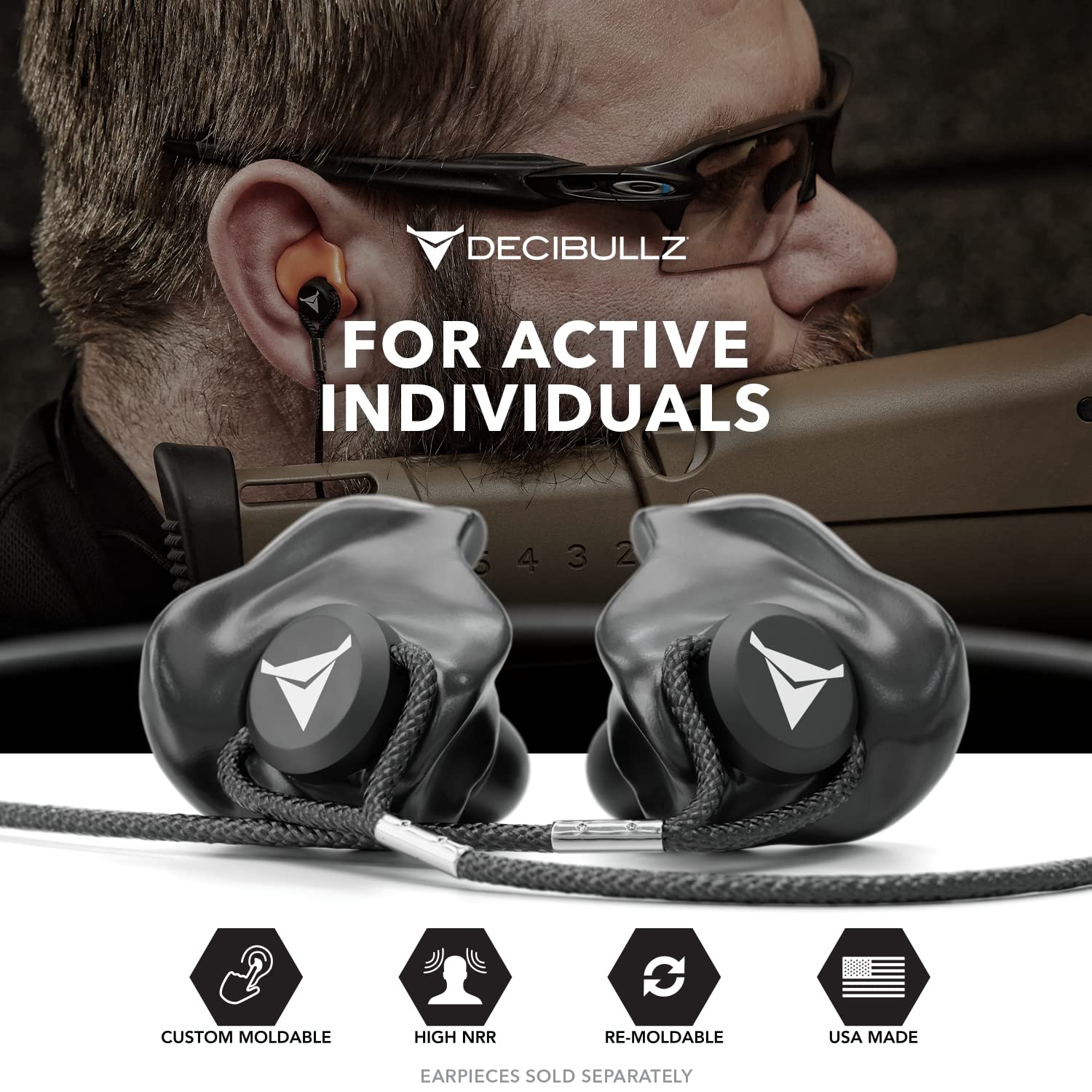 Decibullz earplug lanyard close-up shows sturdy construction.