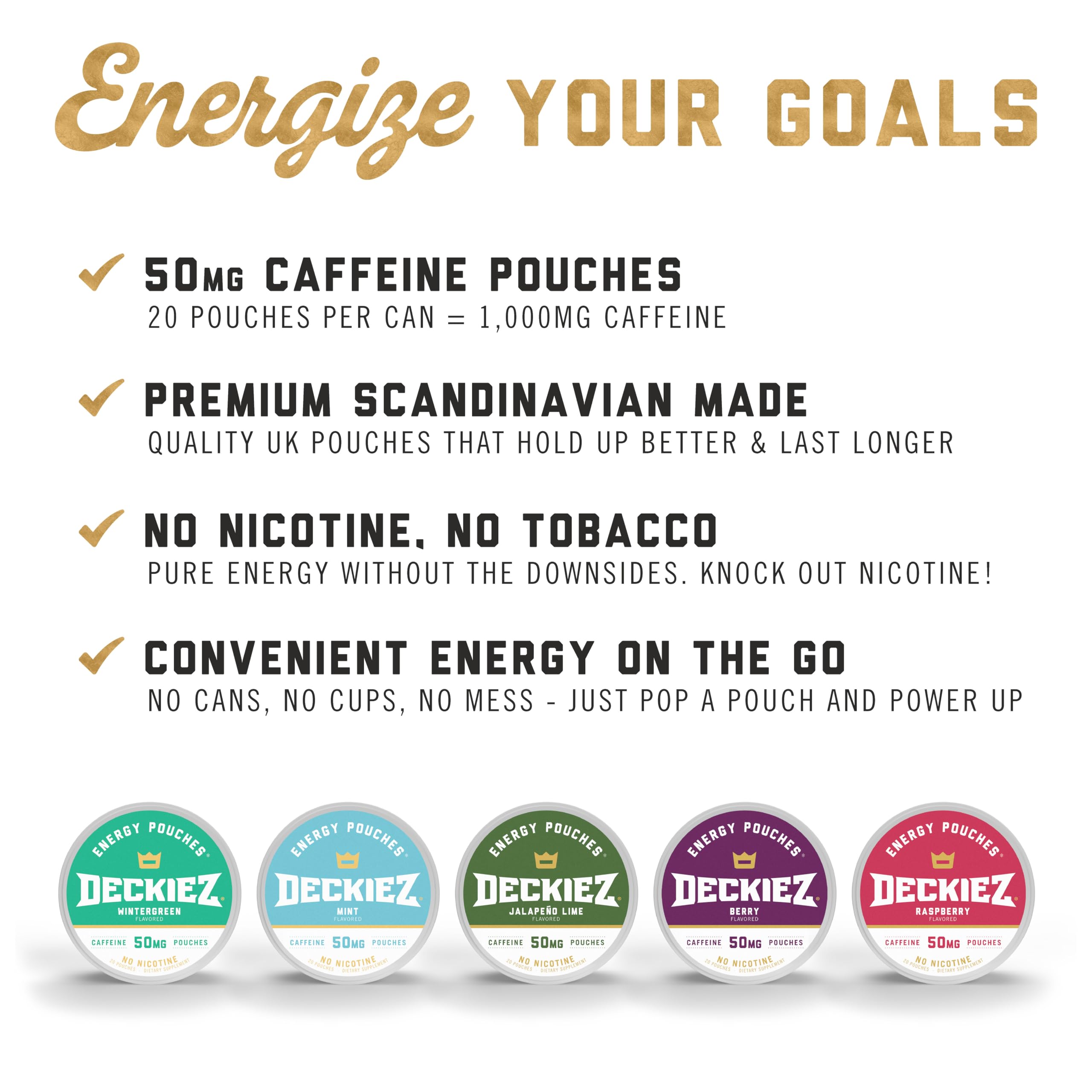 Deckiez Energy Pouches Jalapeño Lime flavor offers bold kick and alertness