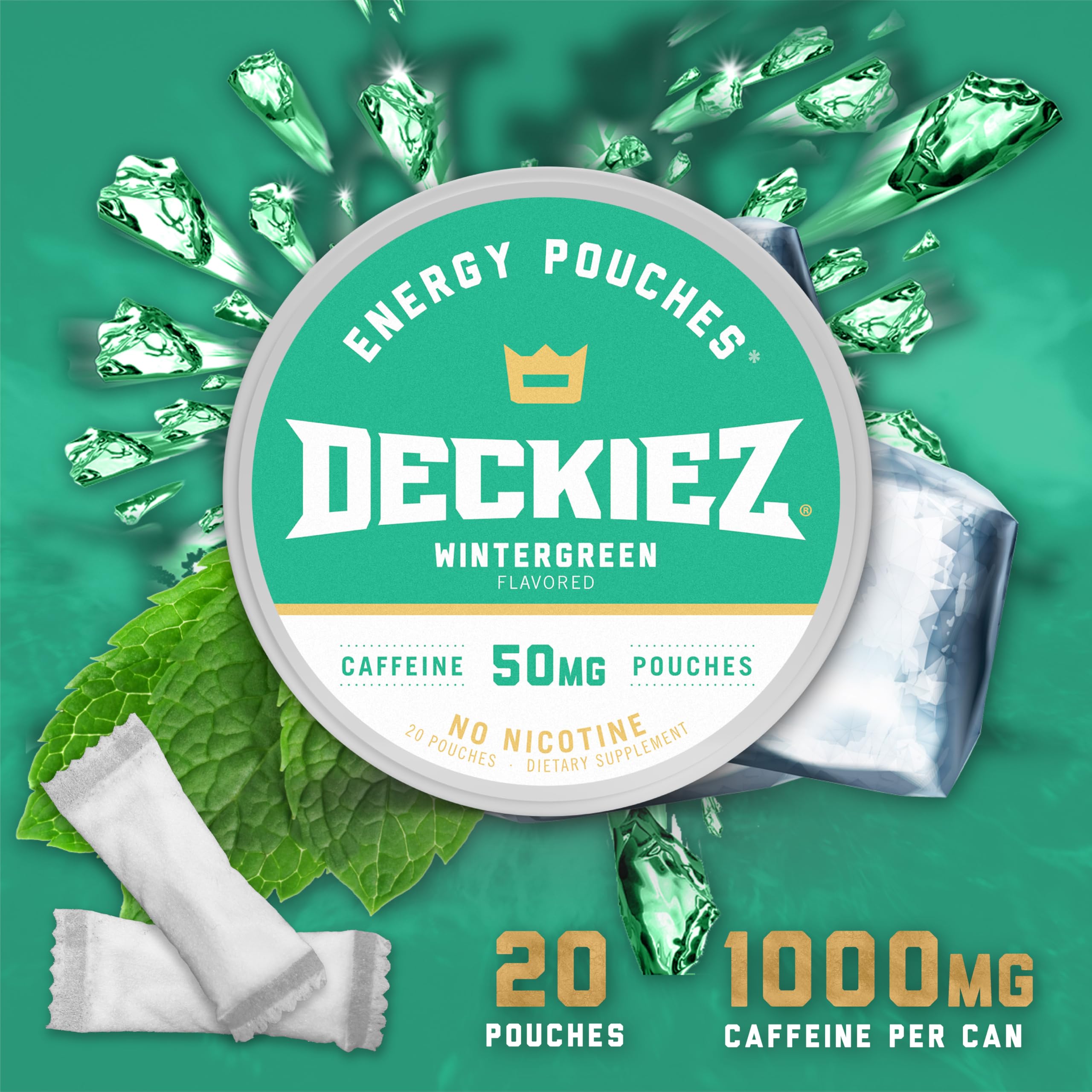 Deckiez Energy Pouches Mint flavor cooling palate with caffeine
