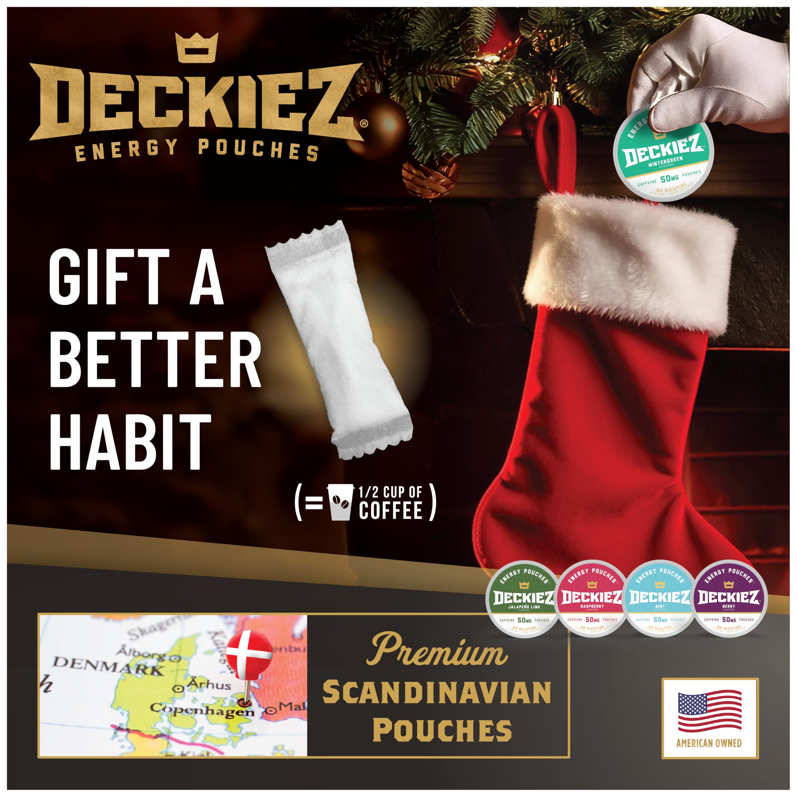 Deckiez Energy Pouches Raspberry flavor for a smooth energy lift