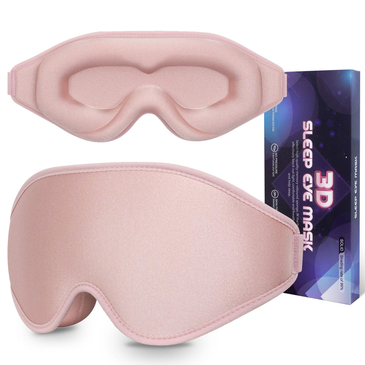 Dec.Metu Sleep Mask with 3D eye cups for zero pressure and full darkness