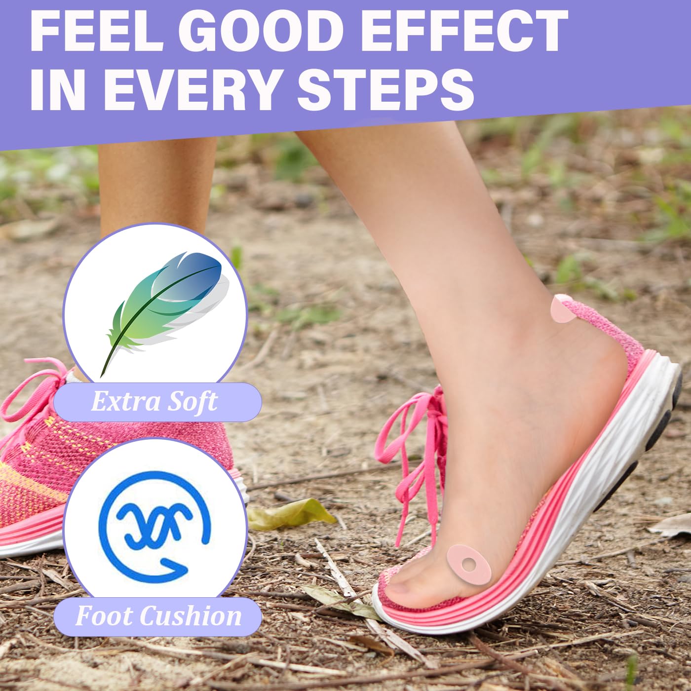 Decproch heel protection pad cushions heel and reduces rubbing.