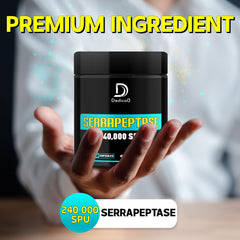 Label detail of DEDICAD Serrapeptase with organic ingredients and third-party testing