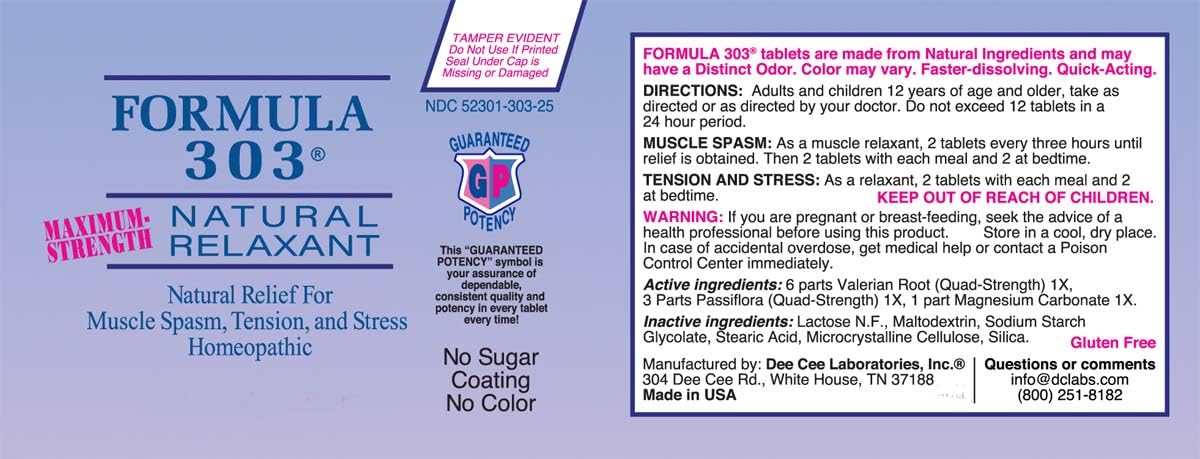 Dee Cee Laboratories Formula 303 packaging box highlighting USA-made non-GMO formula