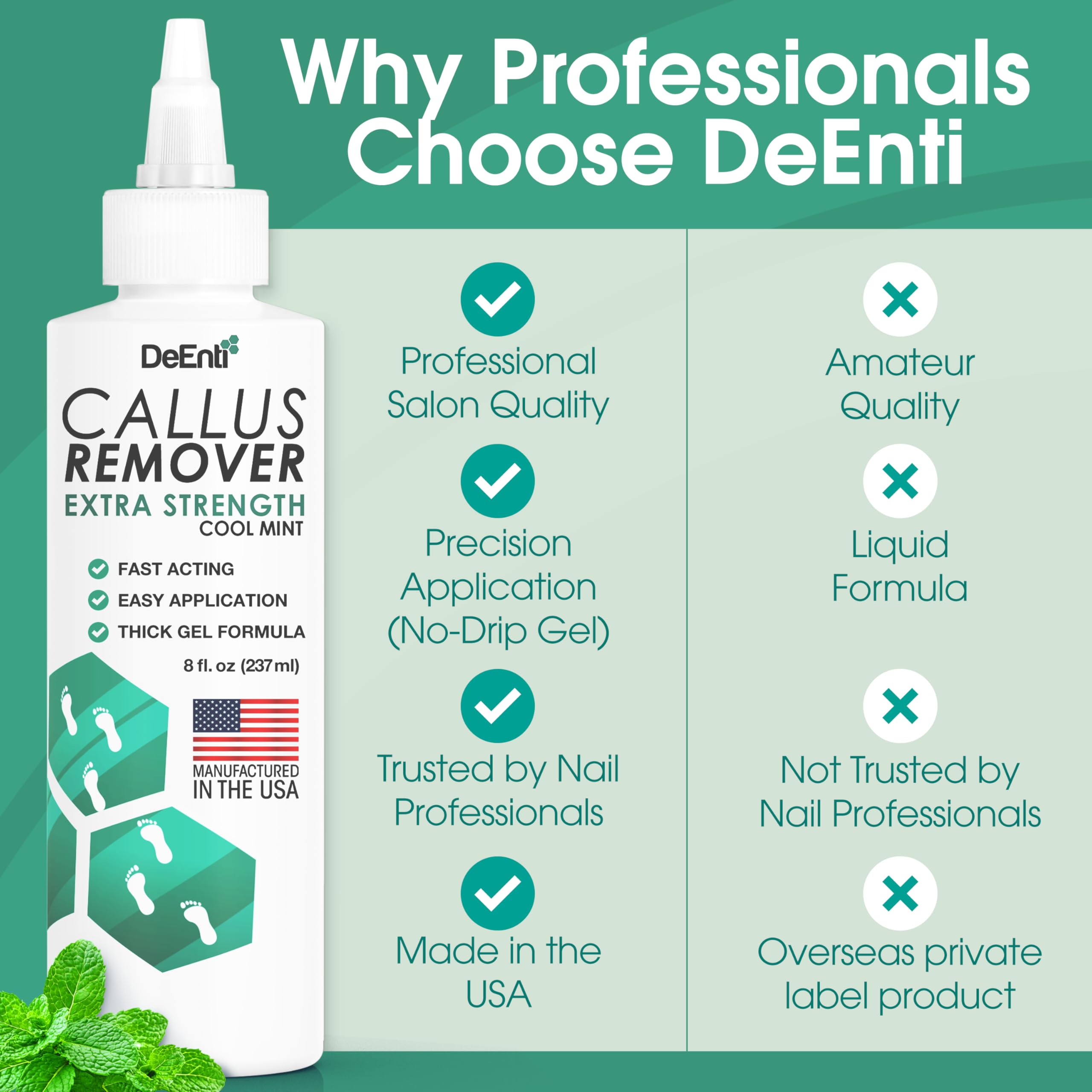 DeEnti bundle packaging showing mint gel and tools for home spa pedicure