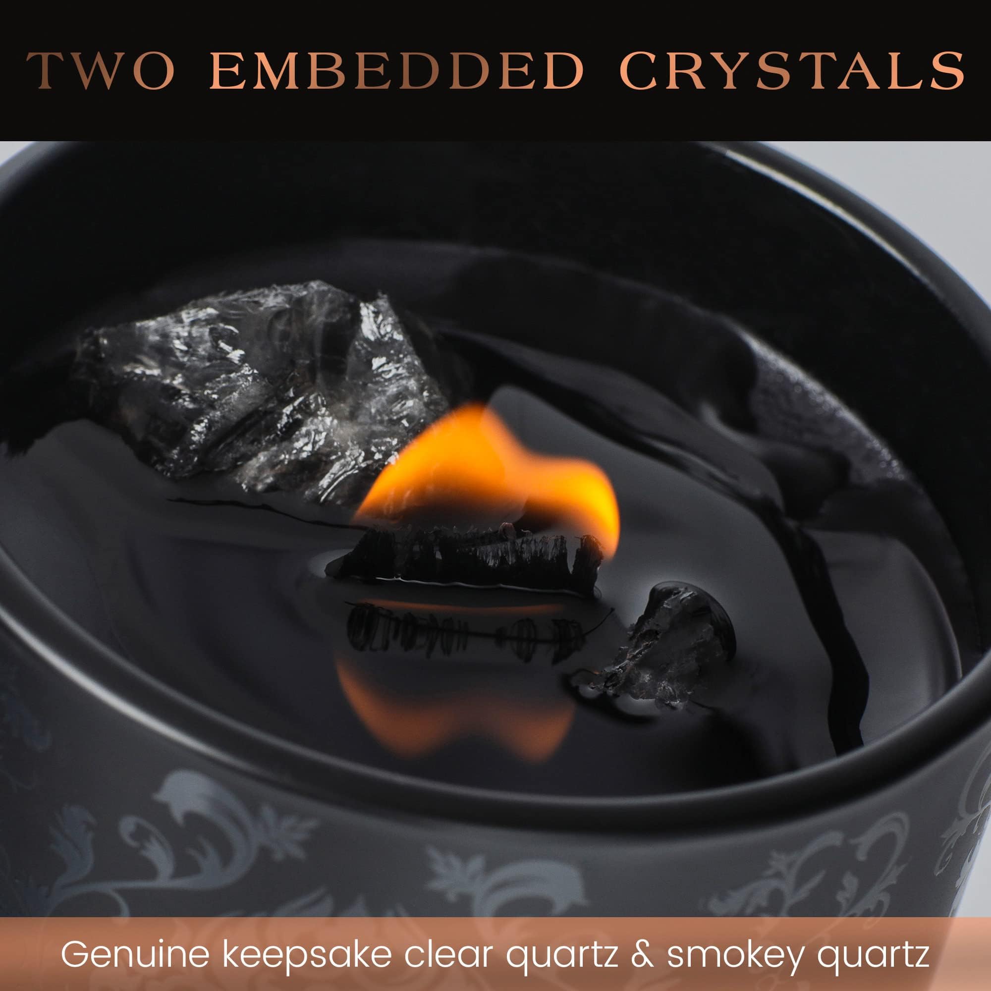 Deep Eden candle flame closeup showcases luxurious fragrance notes.