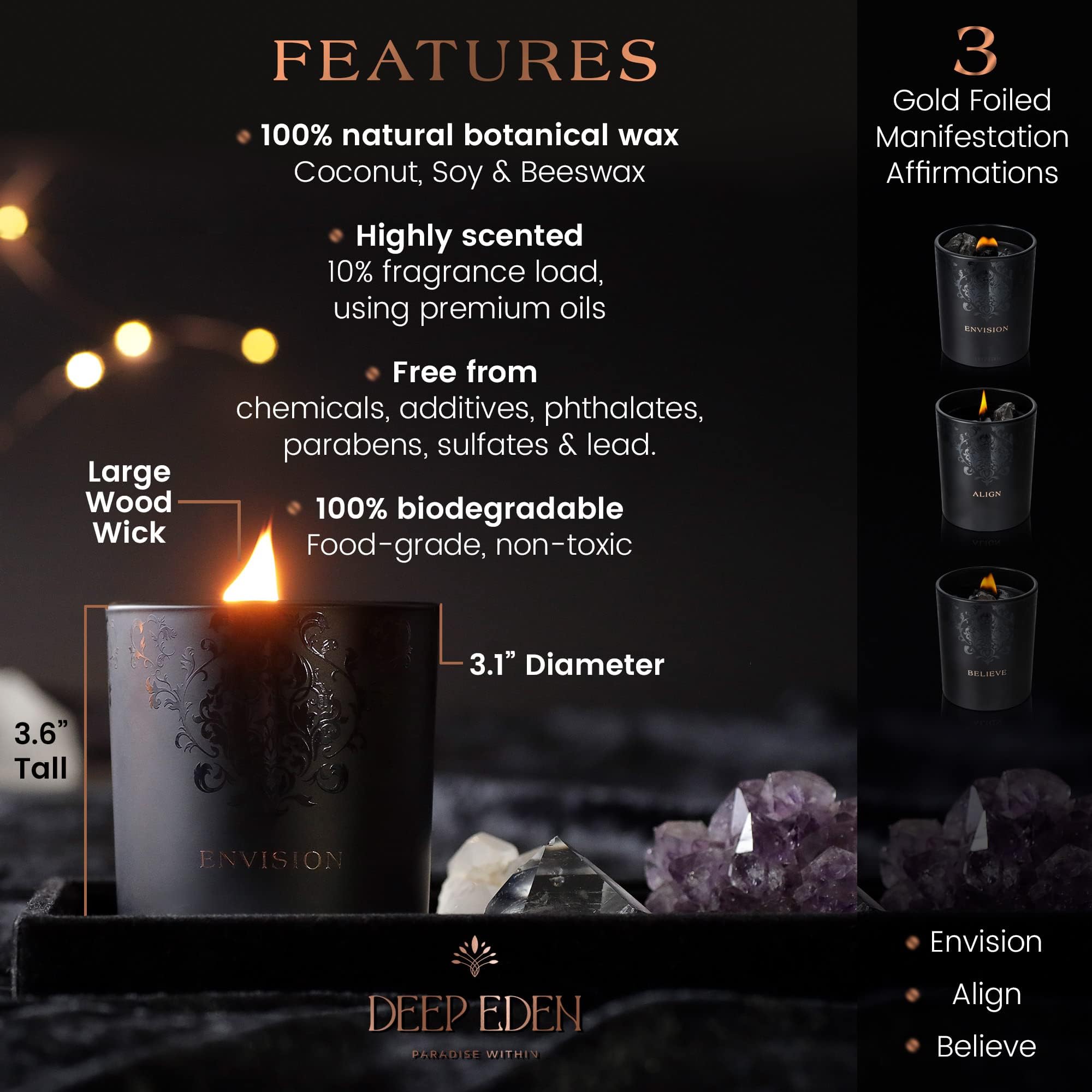 Deep Eden melt reveals a clean burn and smooth scent throw.