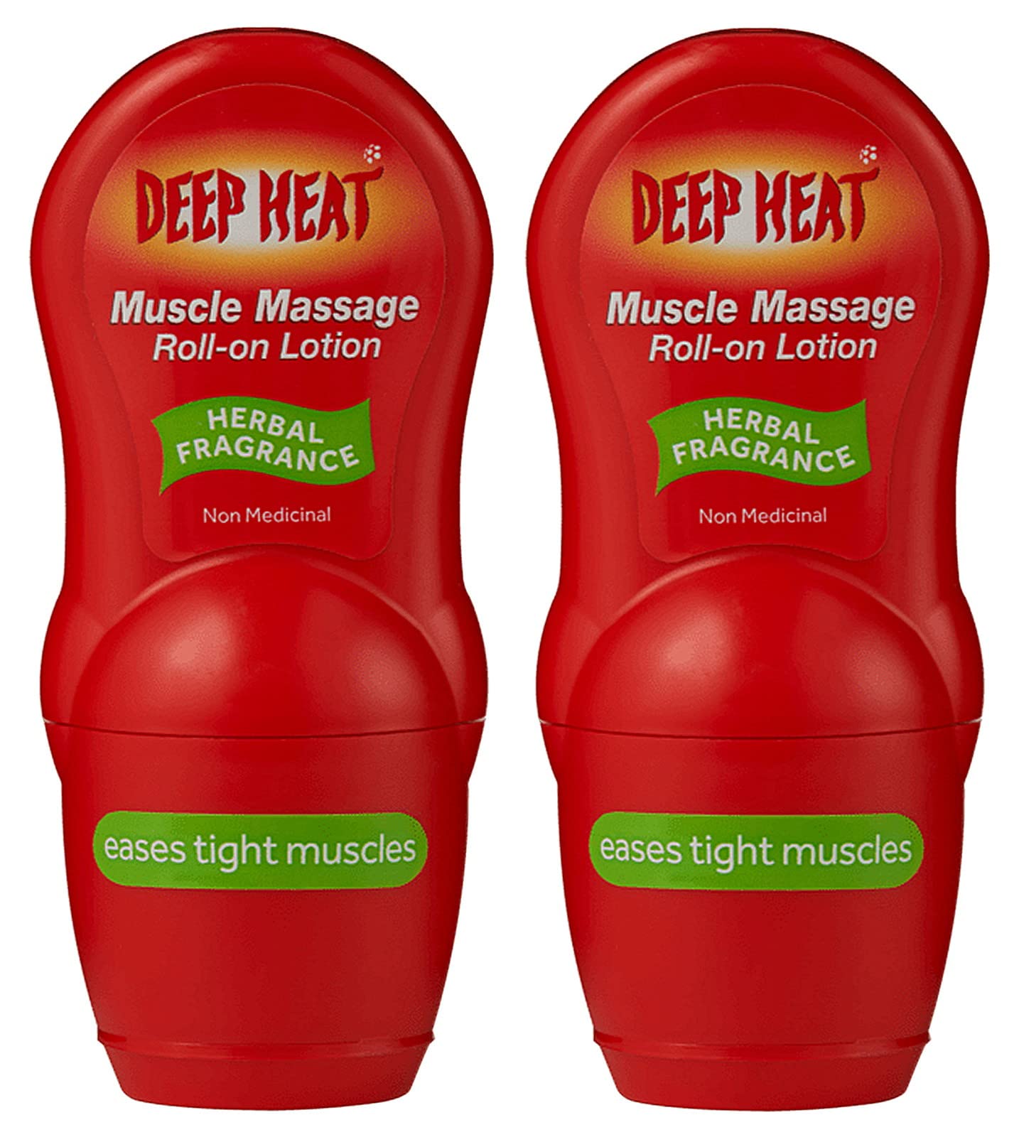 Deep Heat massage roll-on bottle close-up highlighting targeted warmth.