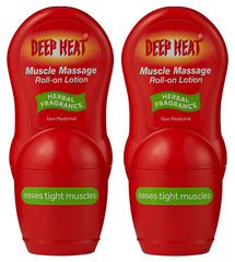 Deep Heat massage roll-on bottle close-up highlighting targeted warmth.
