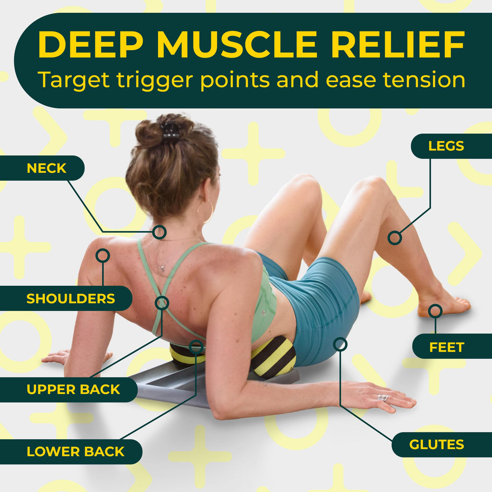 Deep Recovery 4-inch ball applied to back to release tension and improve mobility