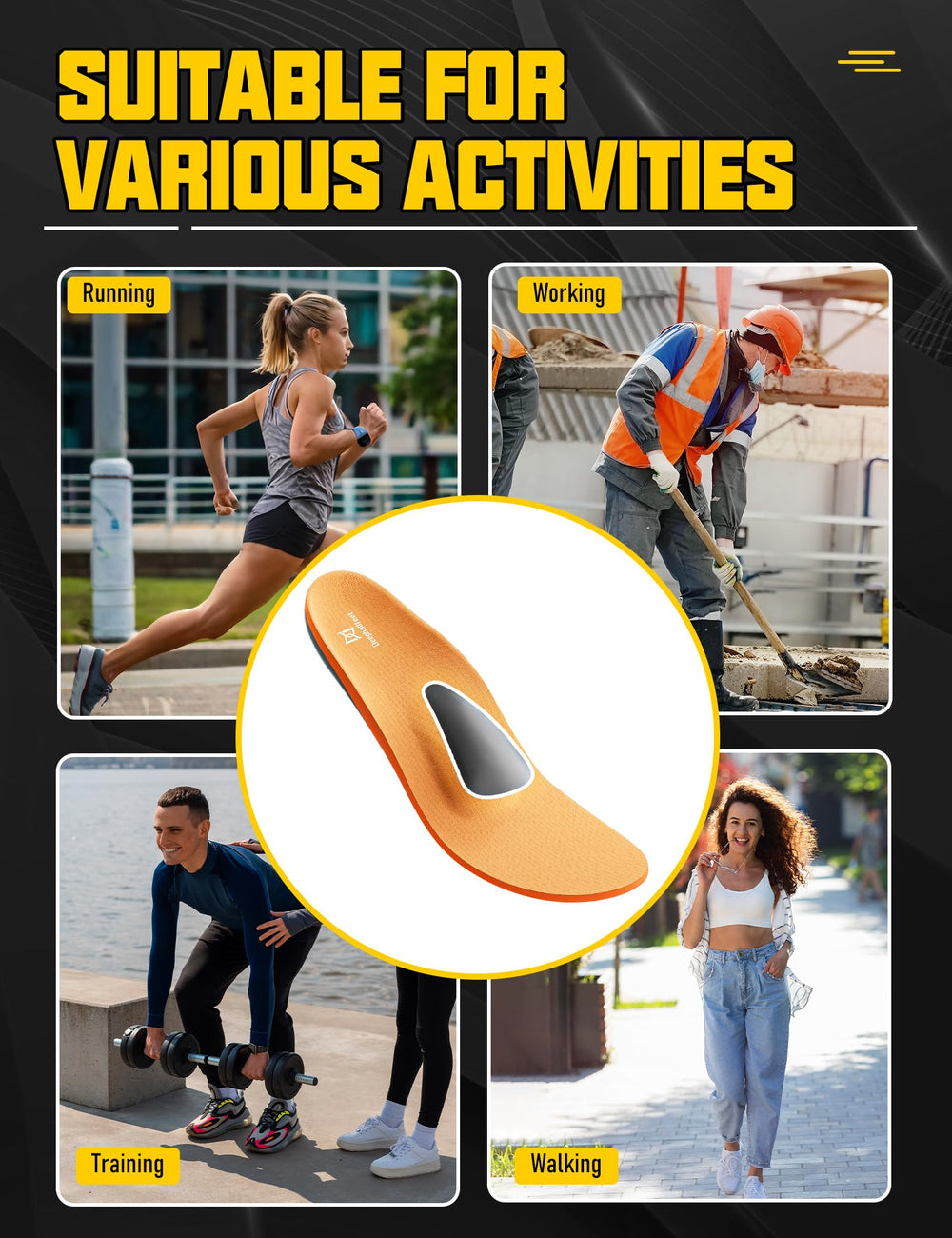 Deepballfeet shock-absorbing-foam with breathable fabric keeps feet cool and comfortable.
