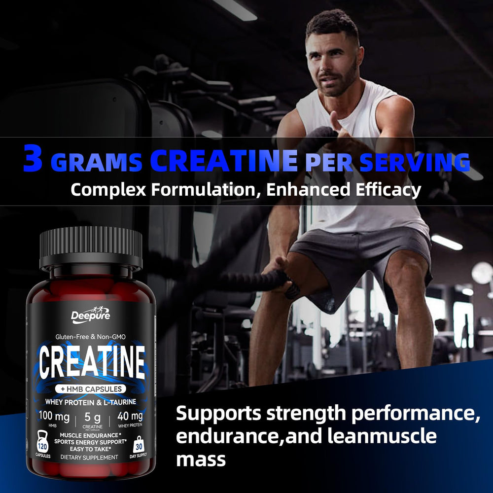 Deepure creatine capsules being poured for precise daily training doses.