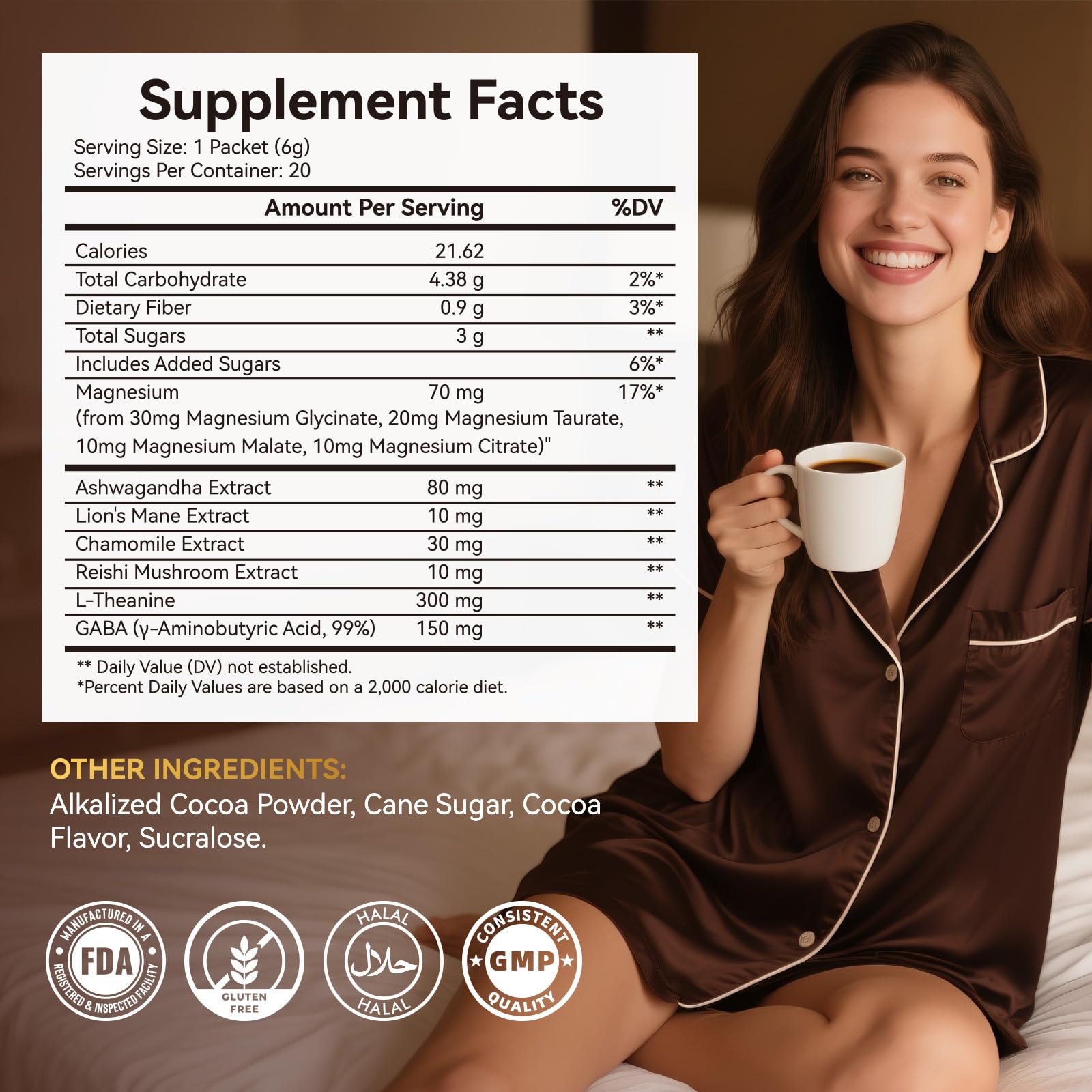 Deepure Dream Chocolate hot cocoa powder vegan badge signals clean plant-based ingredients