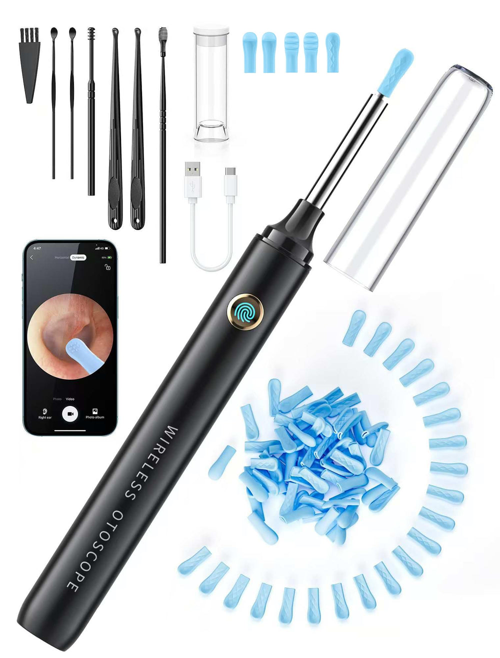 DEETOK otoscopio con cámara 1080p y luz para inspección del oído.