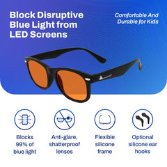 DefenderShield orange lenses for night use, reducing blue light exposure during evening screen sessions.