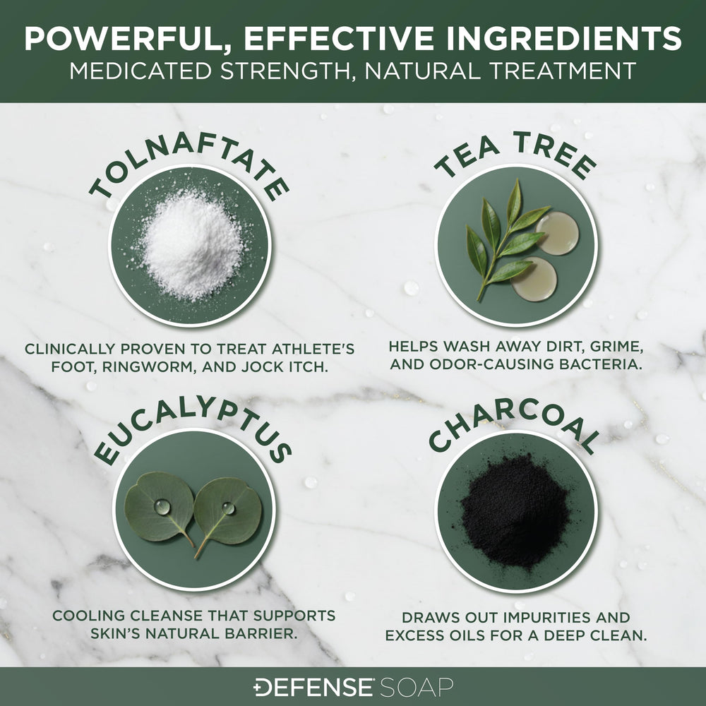 Defense Soap antifungal bar soap foamy lather in hand for application