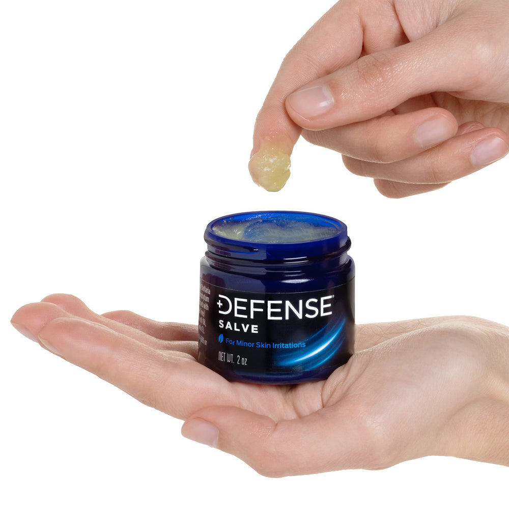 Defense Soap Organic Tea Tree Ointment label highlights fragrance-free formula.