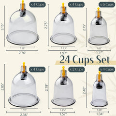 DEFUNX 24-cup set with varied sizes for targeted therapy at home.