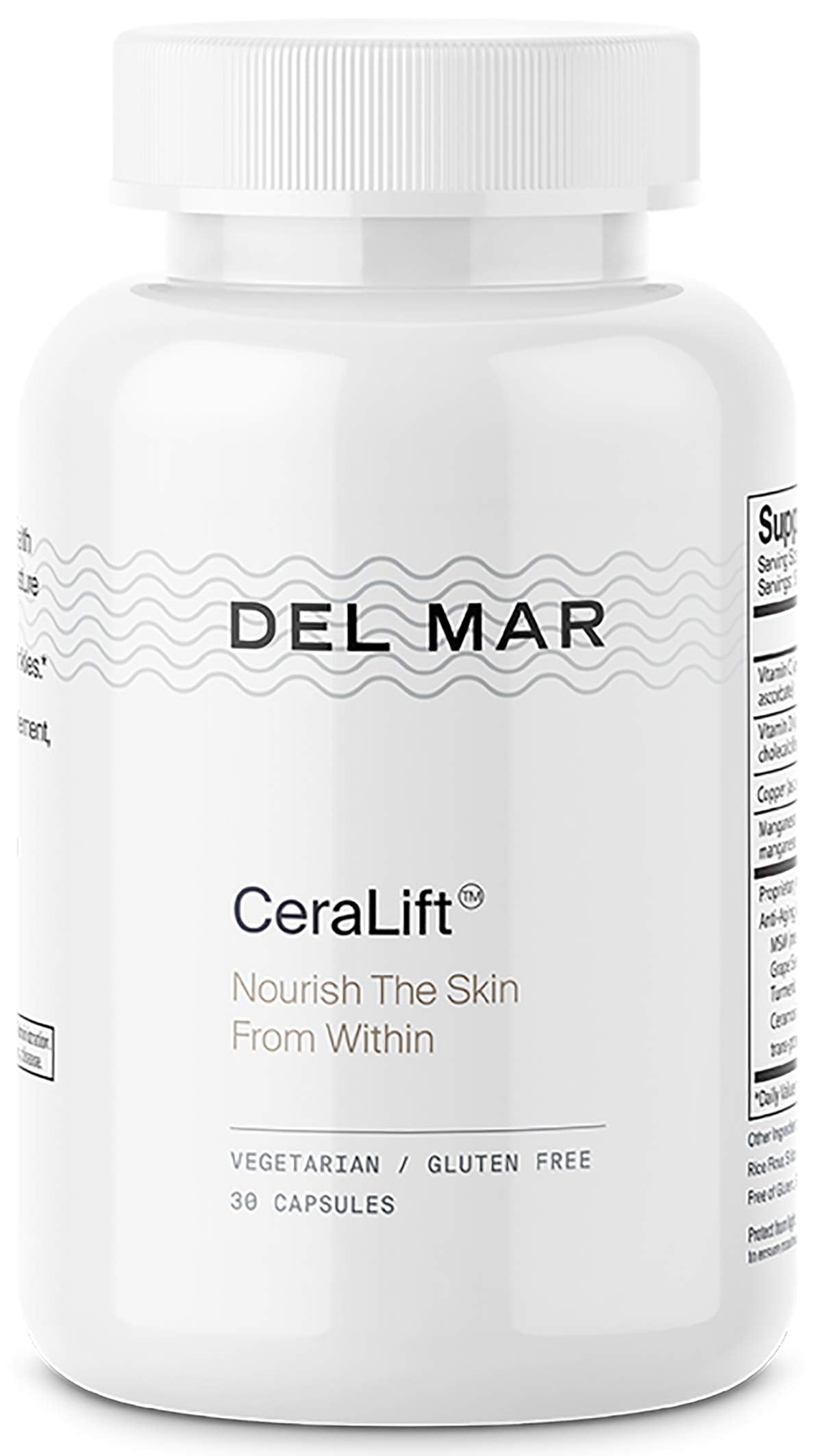 Del Mar Labs CeraLift bottle front suggests a doctor-formulated anti-aging routine