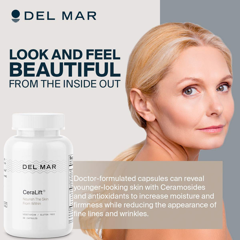 Del Mar Labs CeraLift label detail shows gluten- and dairy-free formulation