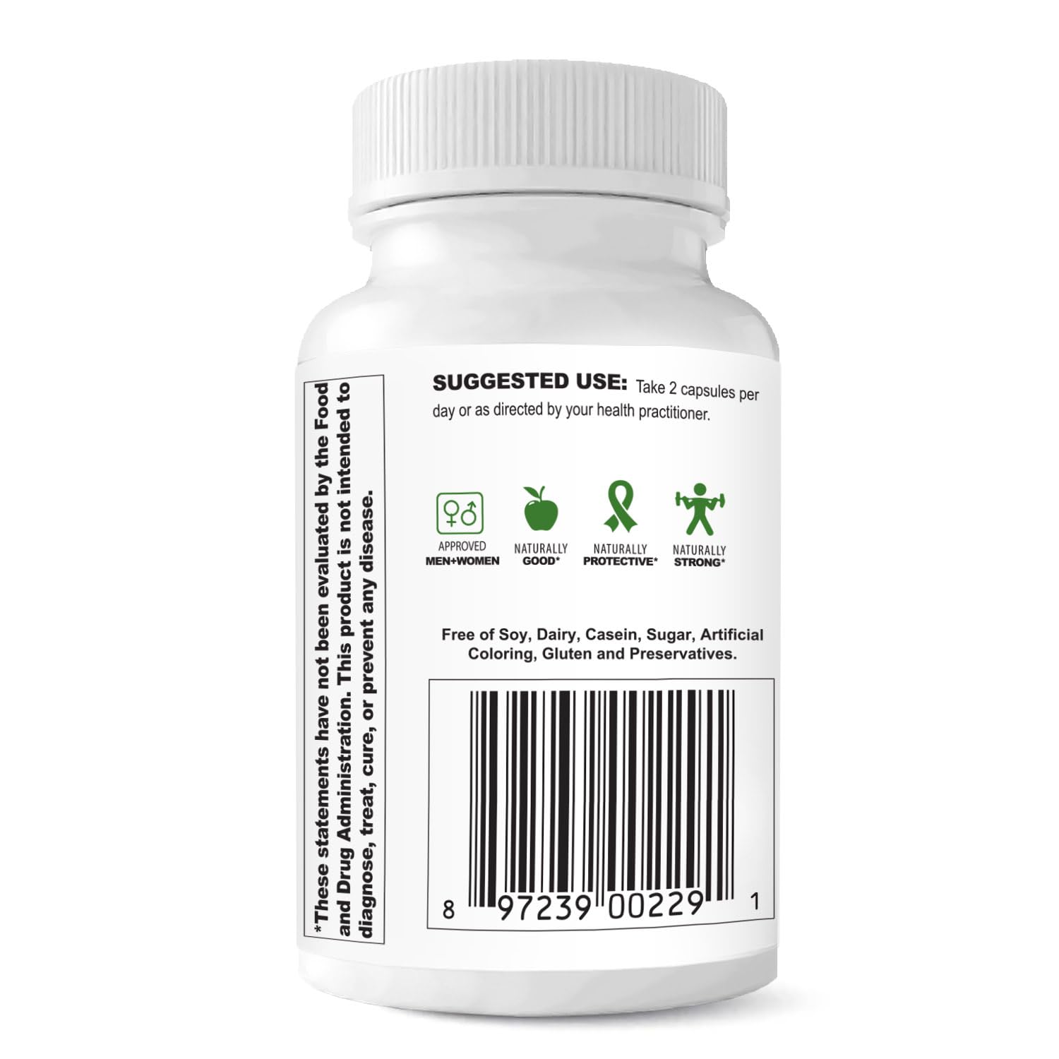 Capsules dispense shot conveying simple daily dosing.