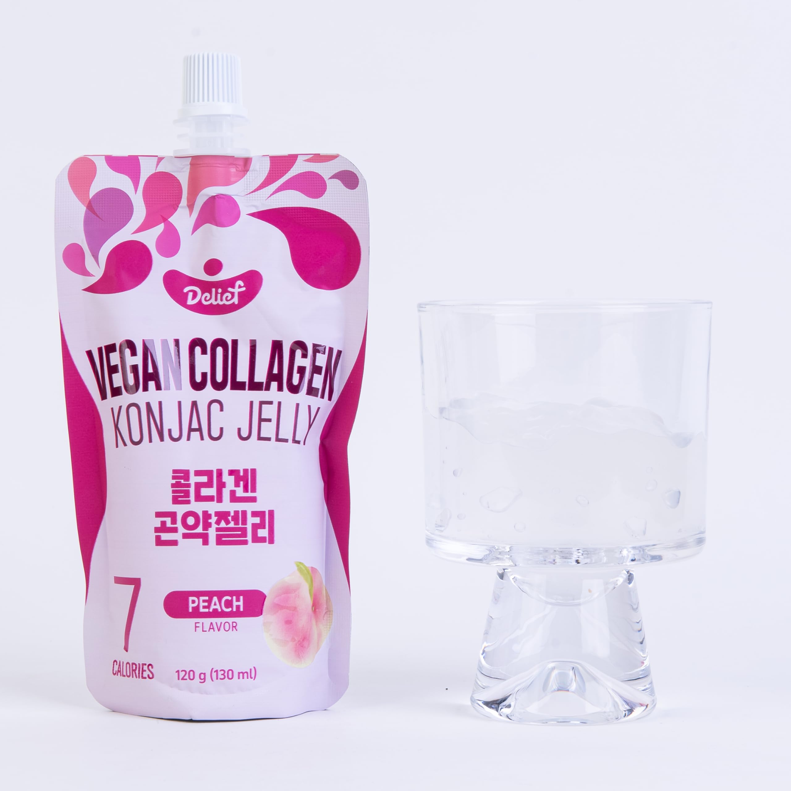 Delief konjac jelly peach on-the-go snack ready-to-eat pouch