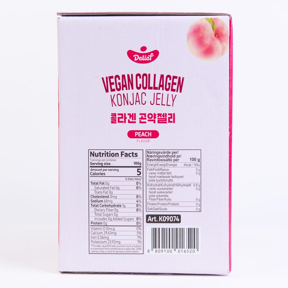 Delief vegan collagen konjac jelly peach pouch back — nutrition details