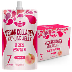 Delief vegan collagen konjac jelly peach pouch front — portable snack option