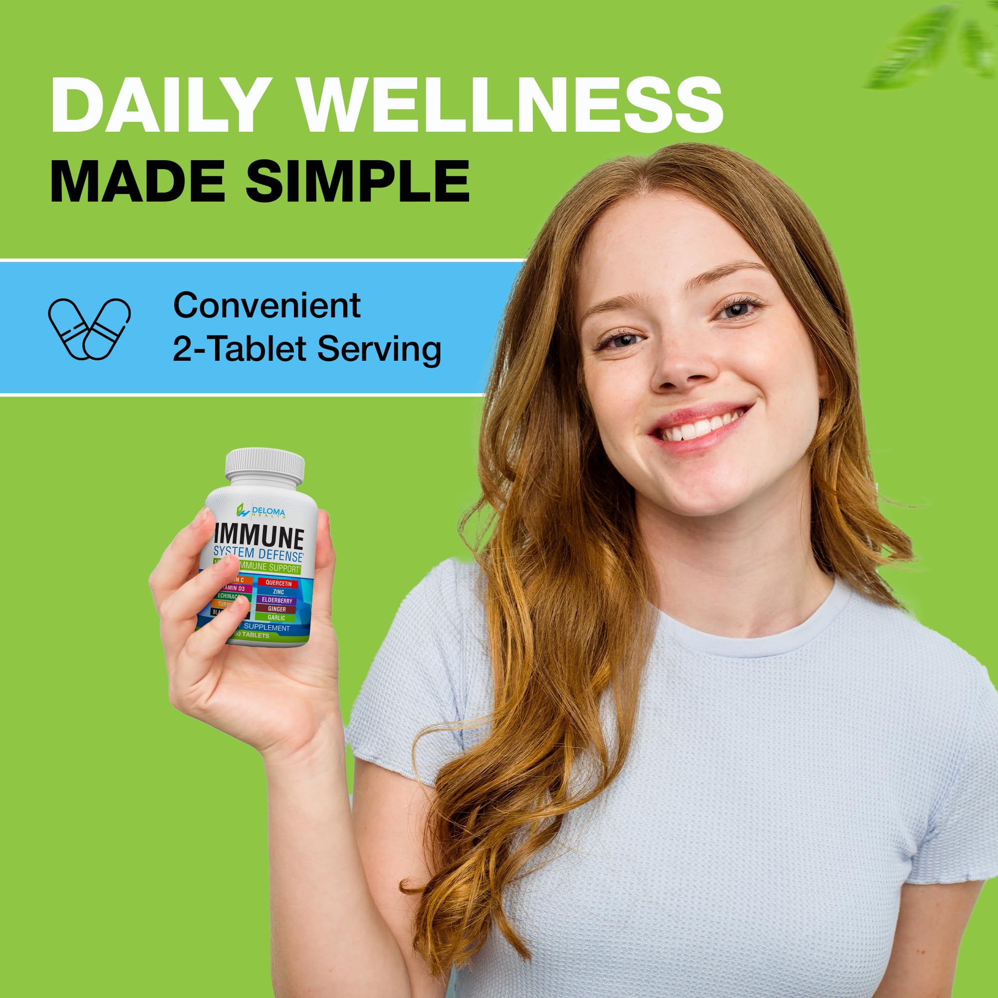 Deloma Health quercetin zinc ingredient view underlines essential nutrients for immunity.