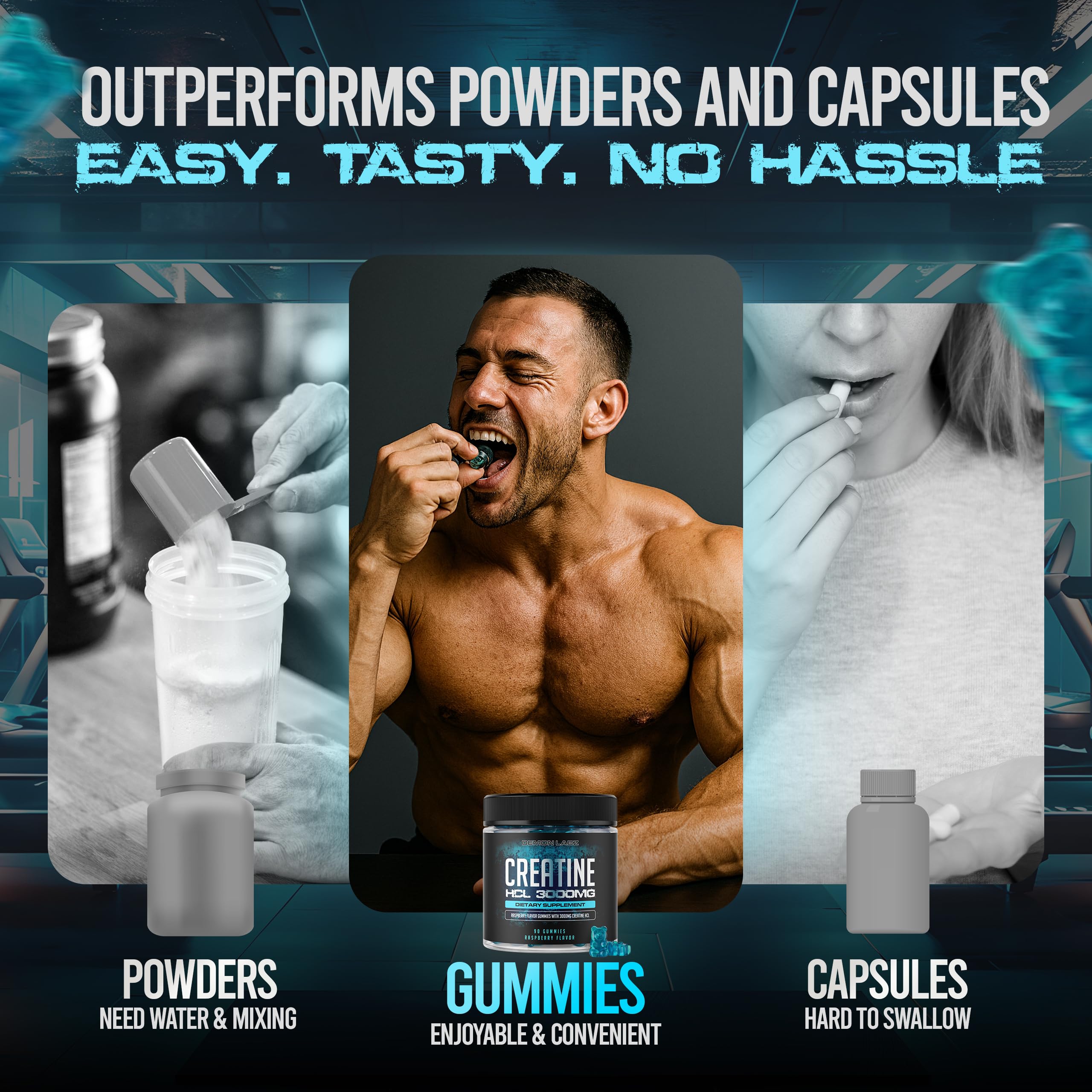Demon Labz Third party testing label on Creatine Gummies ensuring purity and safety