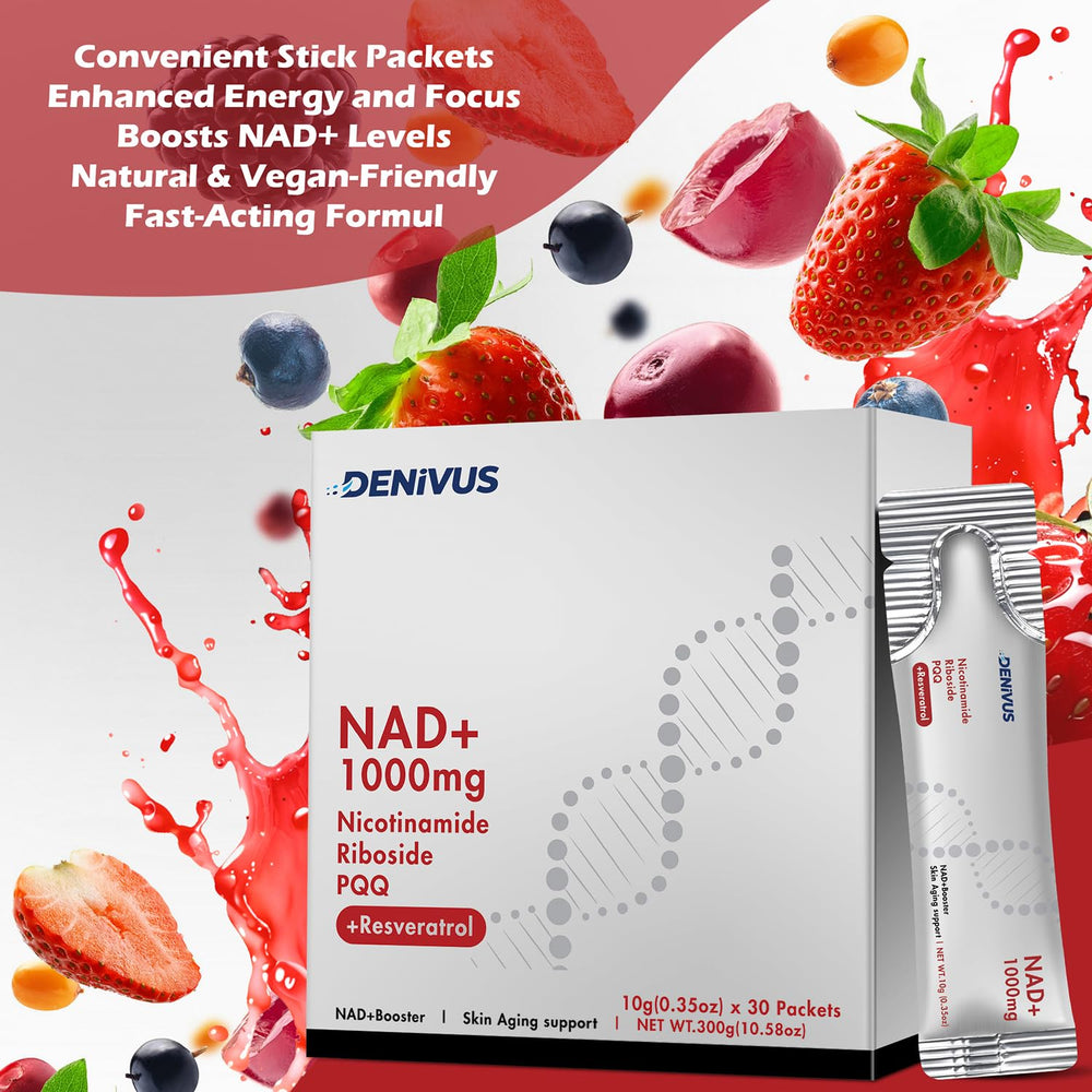 Denivus NAD+ berry flavor stick individual packet ideal for travel